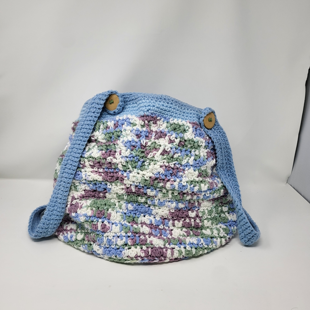 Handcrafted Blue and Multicolor Crochet Hobo Bag